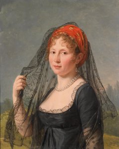 Portret van een dame in het zwart door Baron François Pascal Simon Gérard
